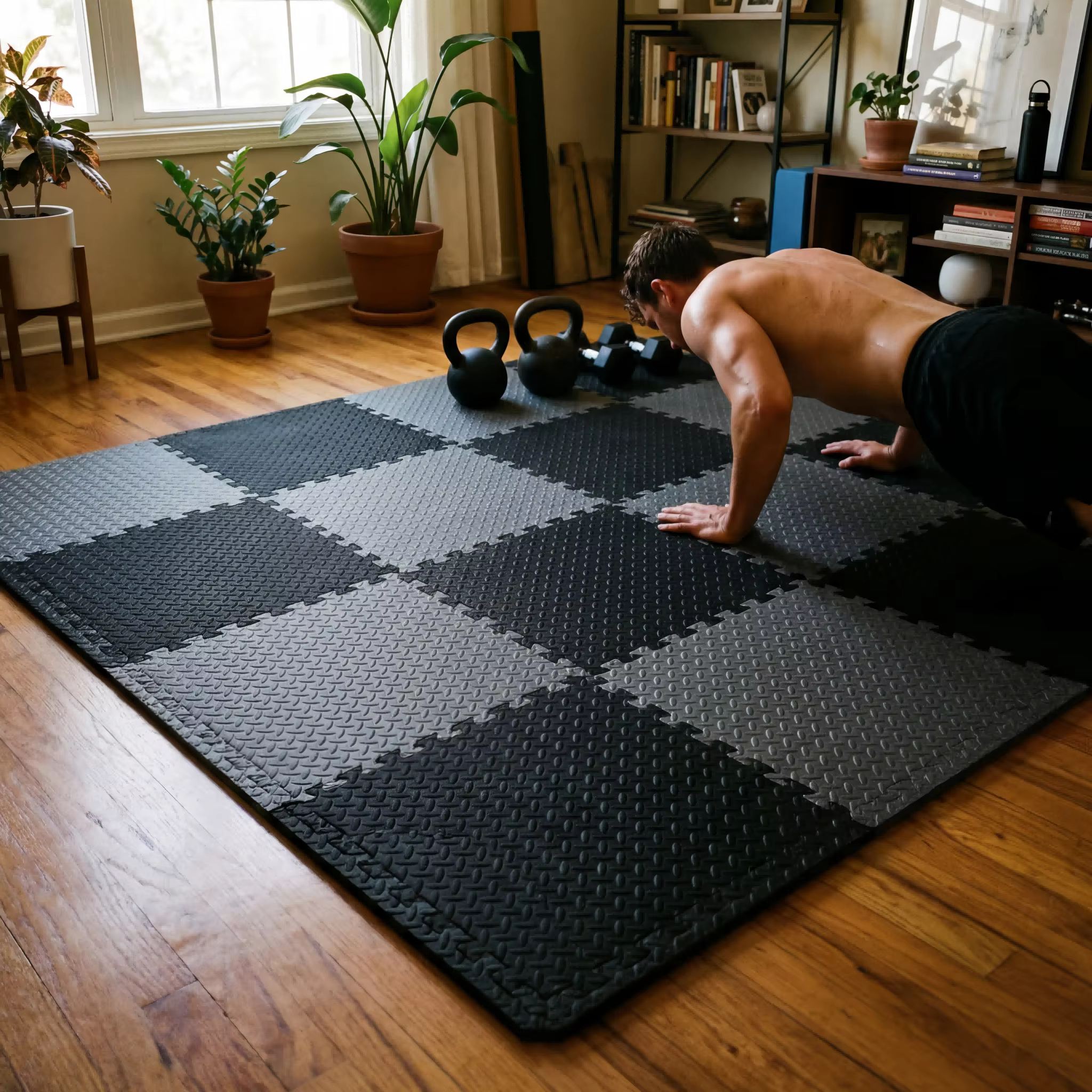 Tapis de sol de gym professionnel haut de gamme en caoutchouc emboîtable de qualité supérieure pour