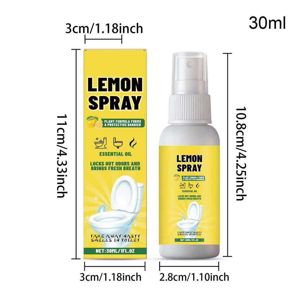 Désodorisant WC 30 ml saveur citron, spray anti-odeurs pour la maison, l'hôtel, la voiture, les voya