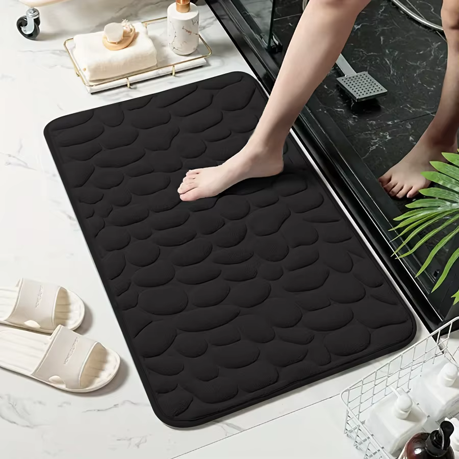Tapis de bain premium 1 pièce / Tapis de bain super absorbant à motif pierre haute fréquence, tapis 