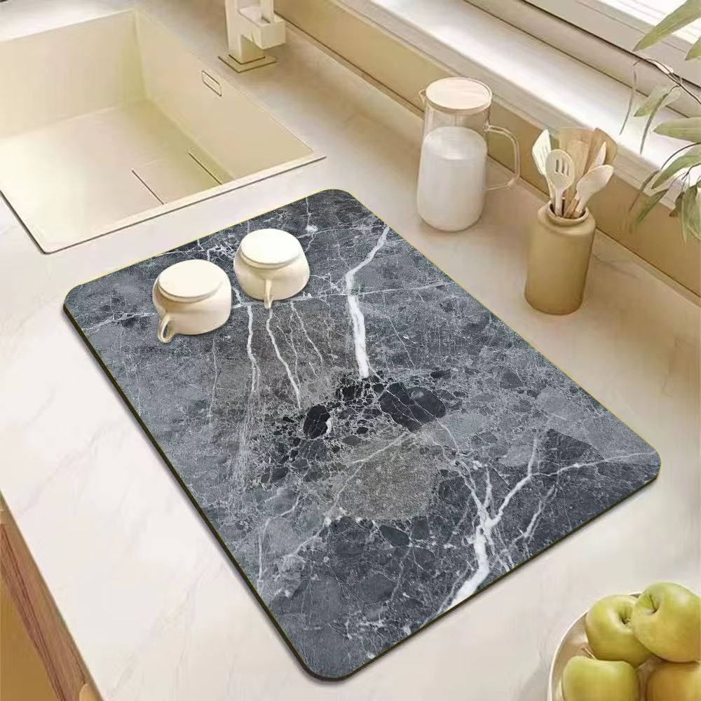 Tapis absorbant imprimé Texture marbre, antidérapant, pour salle de bain, cuisine, chambre à coucher
