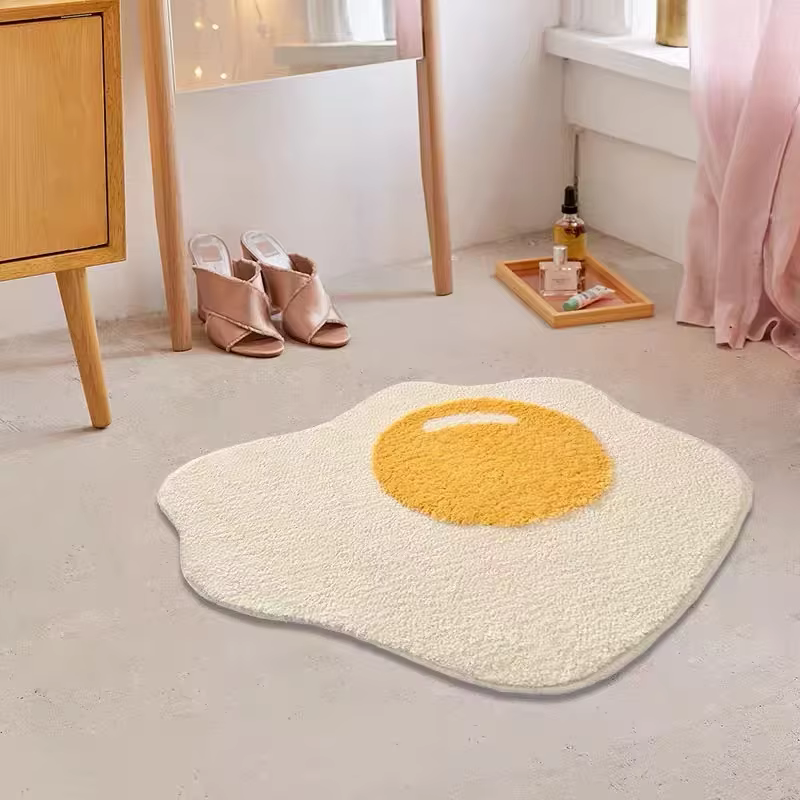 VIKAMA dessin animé poché oeuf tapis salon canapé Table basse tapis tapis de chevet absorbant salle 