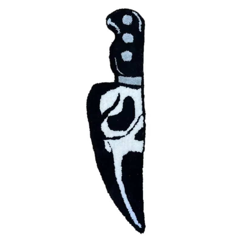 Tapis de chevet motif crâne et couteau, thème horreur Scream, résistant à l'usure, en cachemire, déc
