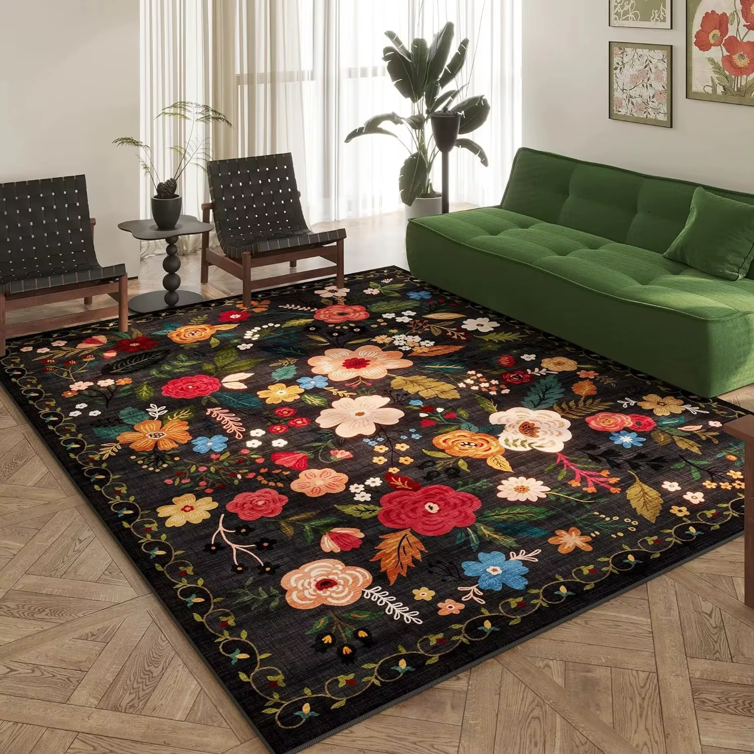 Tapis pour salon rétro Floral grande surface tapis de Table à thé doux moelleux toucher confortable