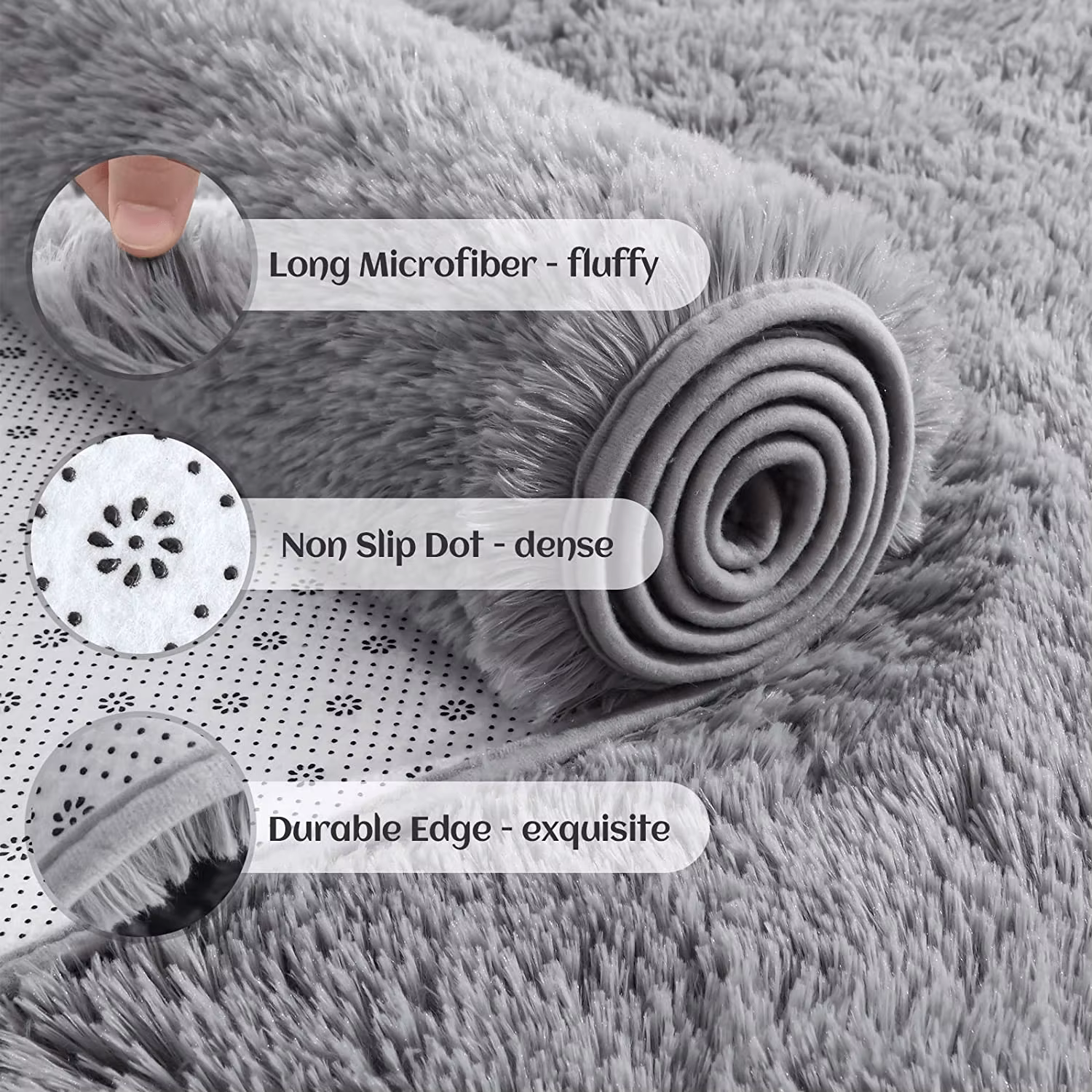 Tapis doux pour chambre à coucher, moelleux, antidérapant, teint par nouage, peluche, doux, Shag, po