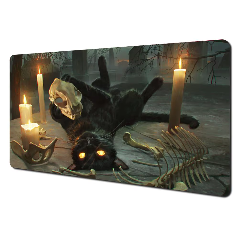 Tapis de jeu Magic The Gathering (MTG) « Chat Noir Mystérieux », tapis de combat pour cartes magique