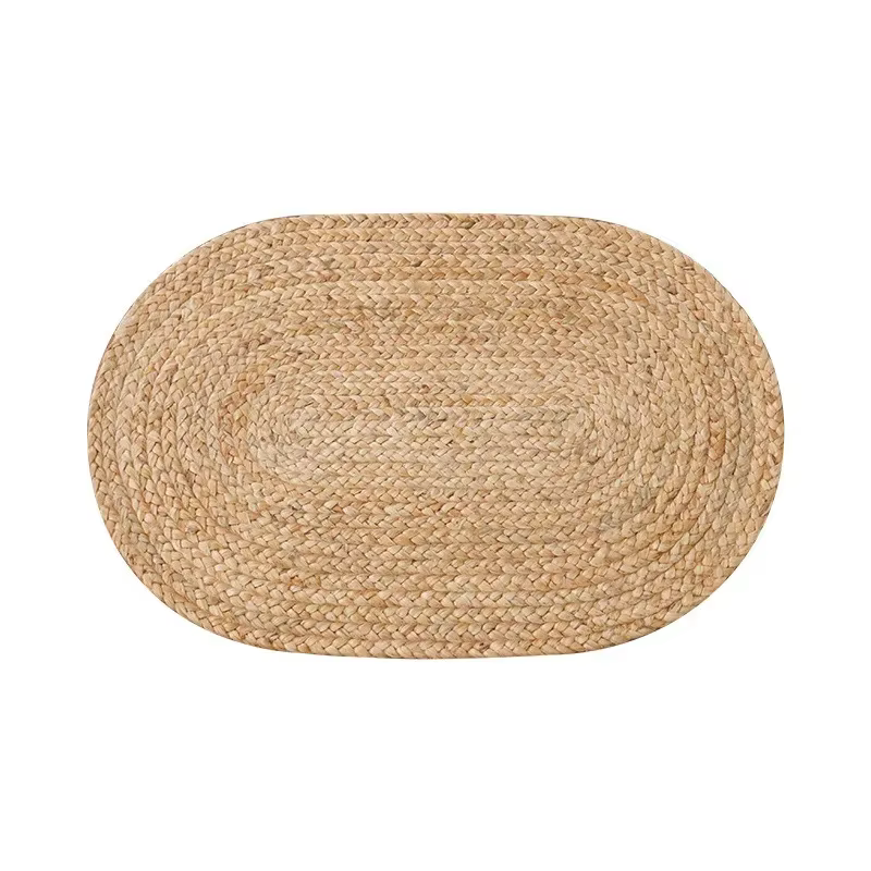 Tapis pour salon en Jute pur naturel tissé à la main sans colle tapis d'entrée Style Wabi-sabi Doubl