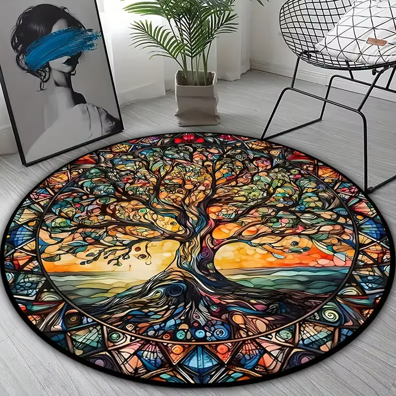 Tapis ronds imprimés cheval, antidérapants, lavables en Machine, pour buanderie, chambre à coucher, 