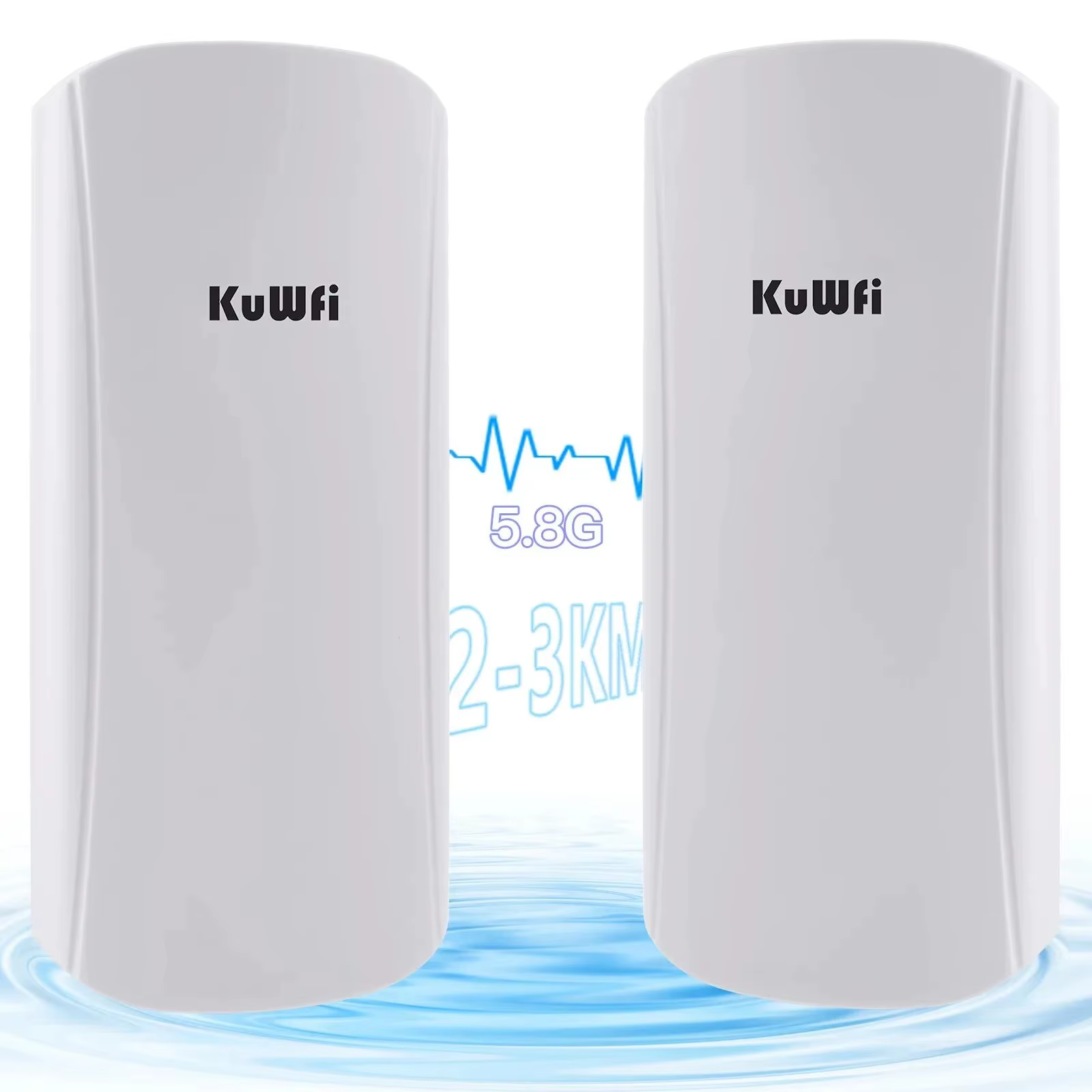 Pont sans fil extérieur KuWFi 450 Mbps – Répéteur WiFi longue portée 5,8 GHz avec antenne à gain éle