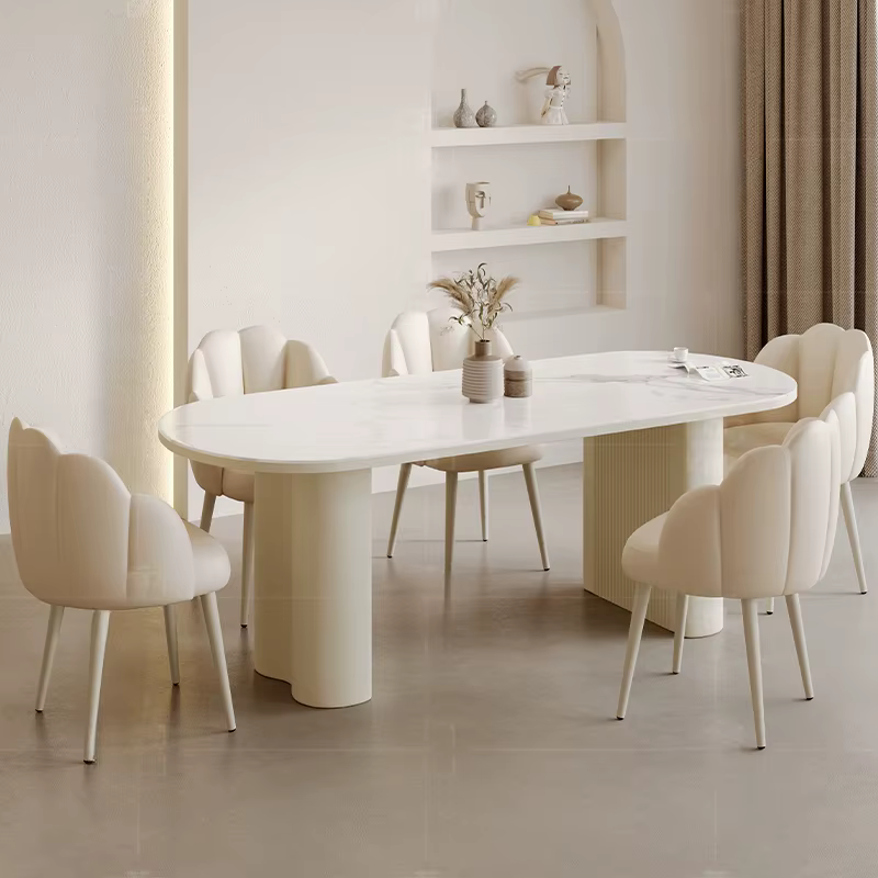 Chaises De luxe blanches Table cuisine moderne Unique Restaurant italien Table à manger ensemble Cen