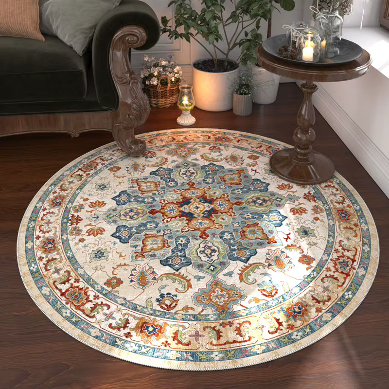 Tapis rond de Style nordique pour décoration de chambre à coucher, tapis rétro américain pour salon,