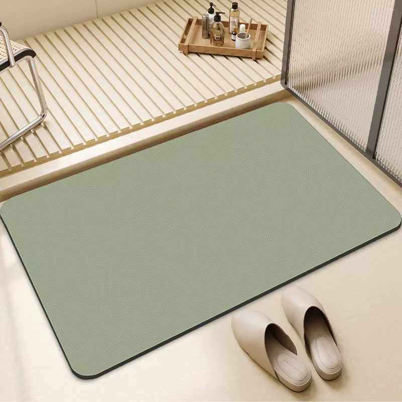 Tapis de bain en diatomite verte, antidérapant, séchage rapide, Super absorbant, lavable, pour salle