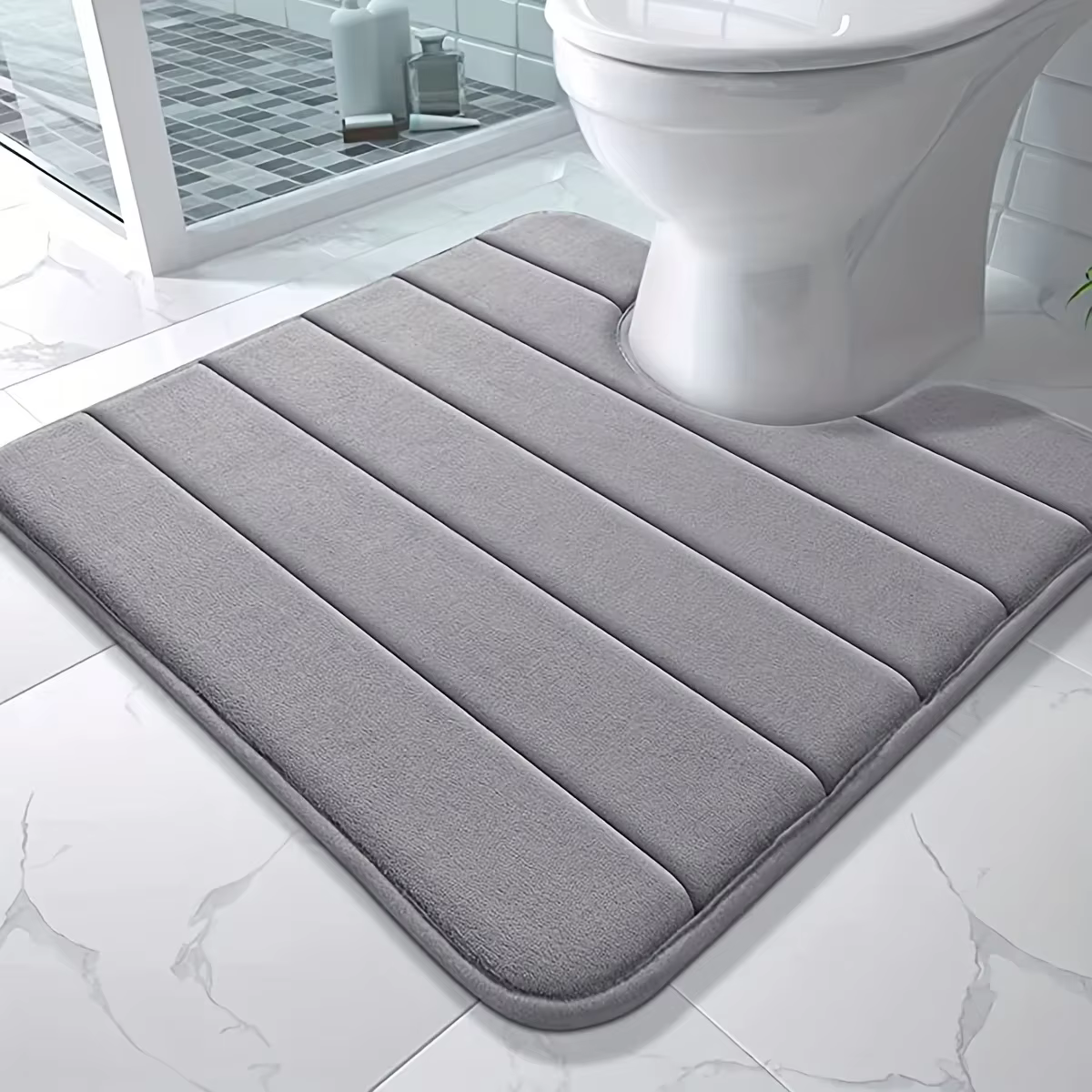 Tapis de toilette en forme de U, tapis de salle de bain, en mousse à mémoire de forme, antidérapant,