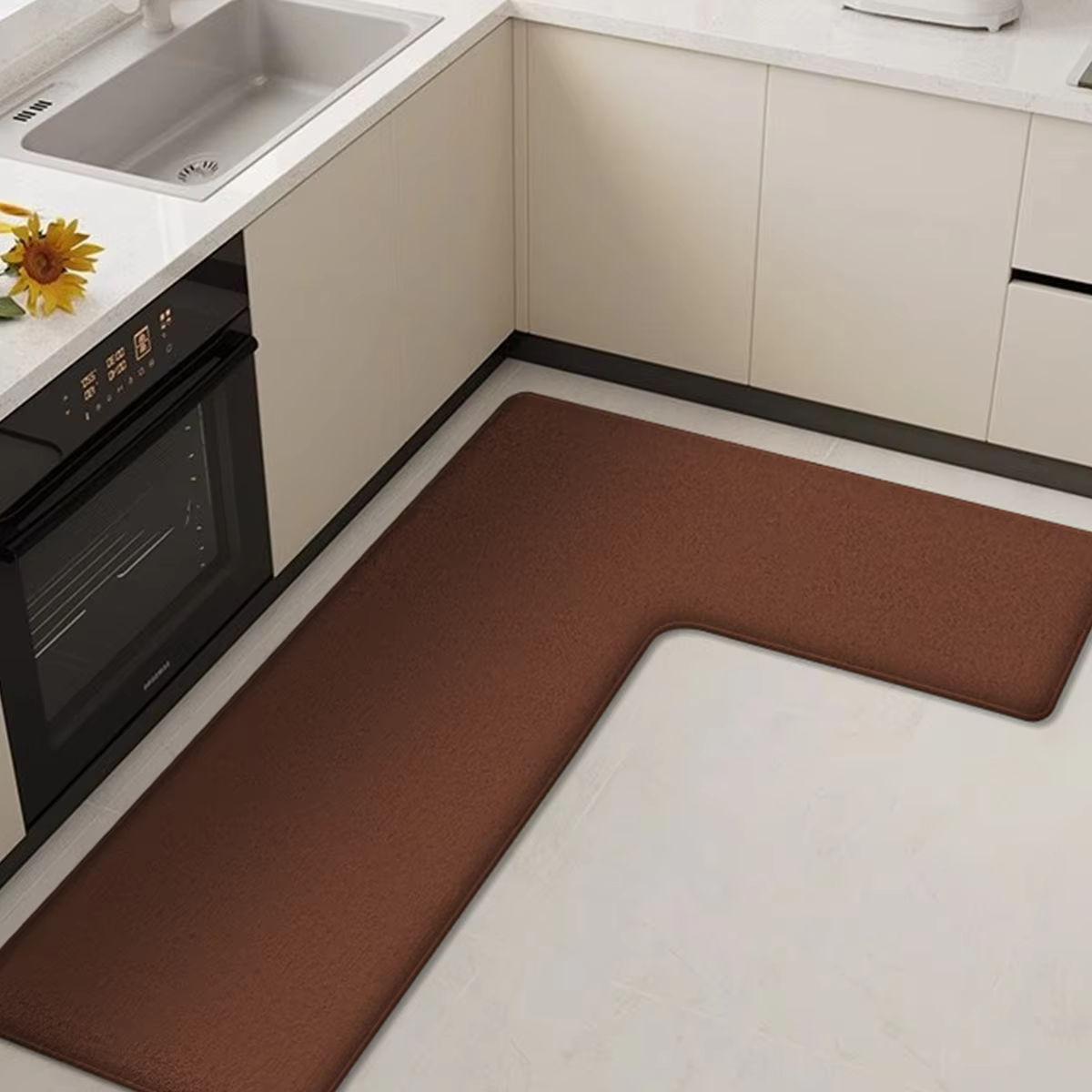 Tapis de sol d'angle épais Simple, pour la maison, la cuisine, en forme de L, antidérapant, doux, en