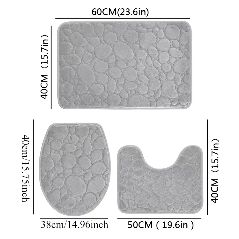 Tapis de sol Simple pour salle de bain, couleur unie, absorbant l'eau et antidérapant, motif pierre,