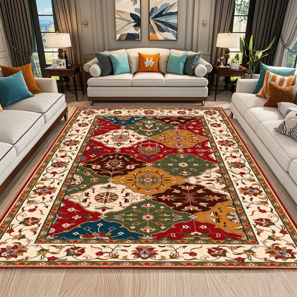 Tapis marocain vintage rouge, style persan, pour salon, chambre à coucher, tapis de sol, accent bohè