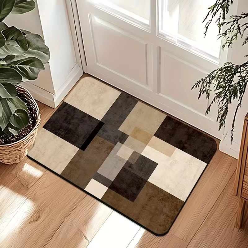 Tapis de style géométrique psychédélique abstrait, en polyester, antidérapant, facile à nettoyer, ad