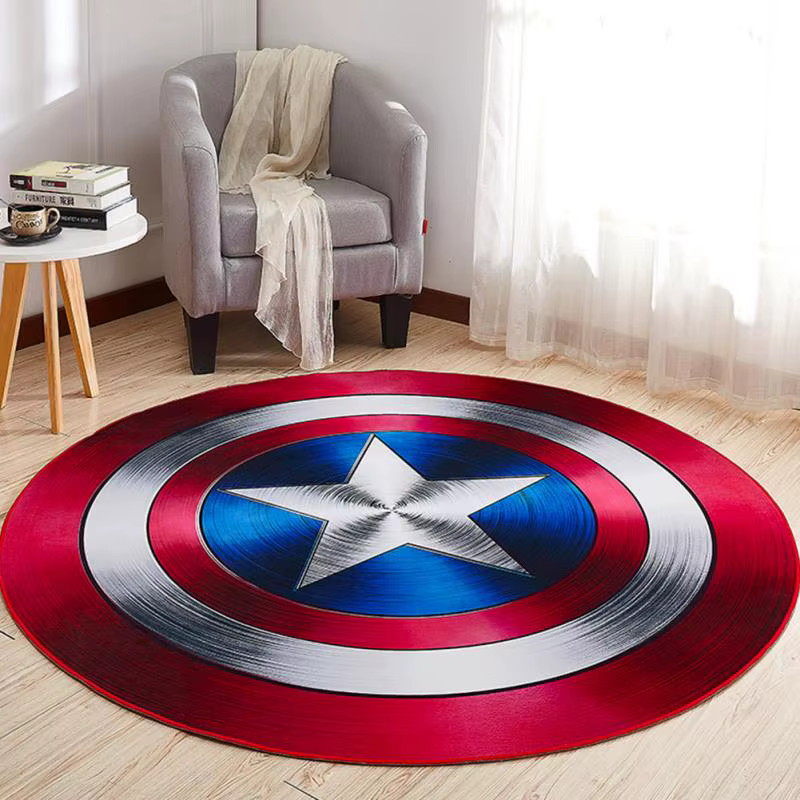 Tapis rond imprimé dessin animé, tapis rampant doux antidérapant et tapis de chaise d'ordinateur pou
