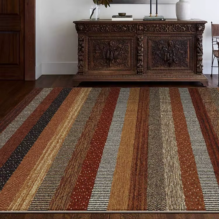 Tapis de salon rétro, rayé de haute qualité, pour chambre à coucher, à la mode, créatif, léger, de l