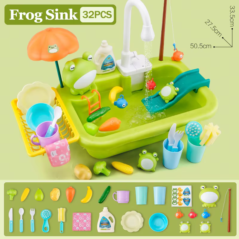 Évier de cuisine de jeu avec eau courante et robinet électrique, jouets flottants pour piscine, jeu