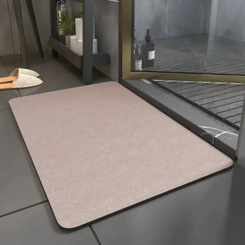 Tapis de sol en diatomite uni simple pour l'été, antidérapant, pour cuisine, entrée, salle de bain, 
