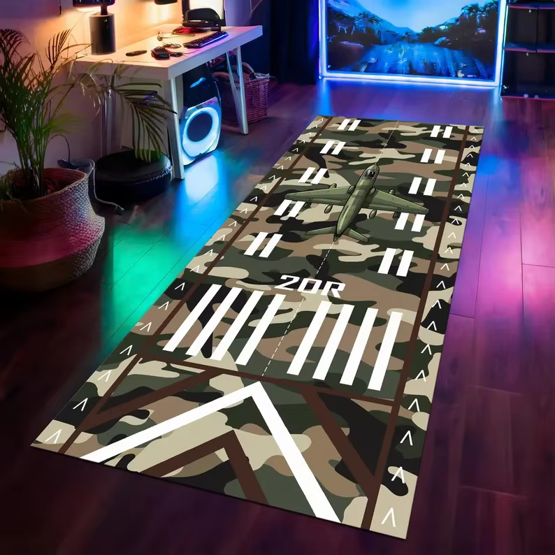 Tapis de piste d'aviation, Design de piste d'aéroport, pour salon, chambre à coucher, décoration de 