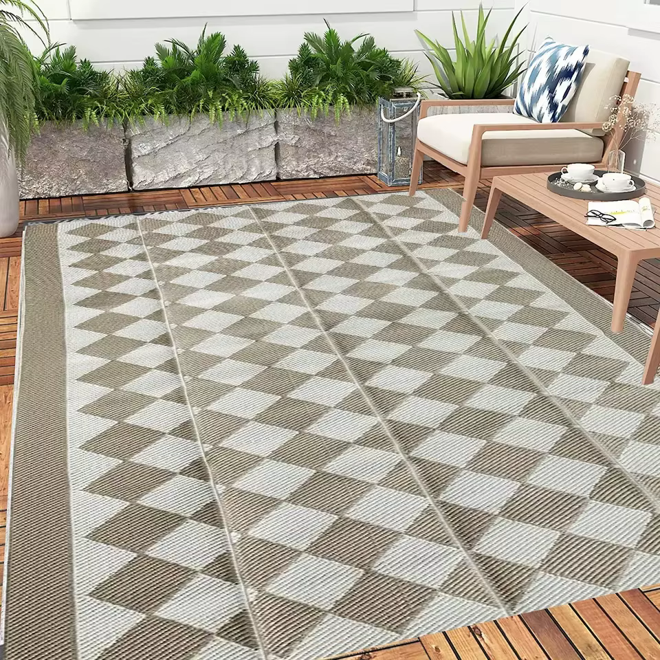 Tapis intérieur et extérieur portable avec sac de transport gratuit, tapis de pique-nique, maison, j