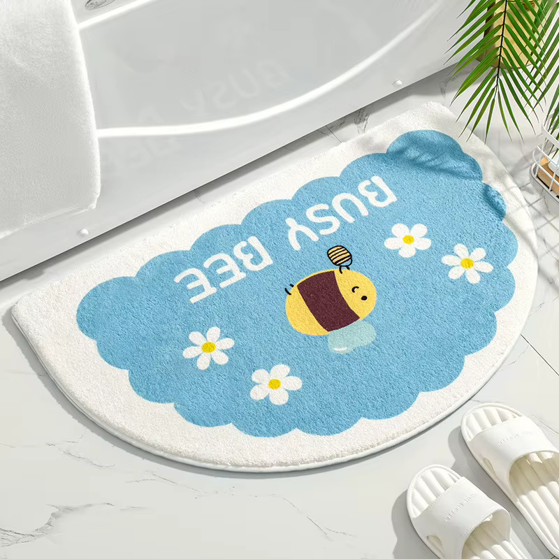 Tapis de sol doux absorbant et antidérapant, tapis de fleurs de texte frais, tapis d'entrée de maiso