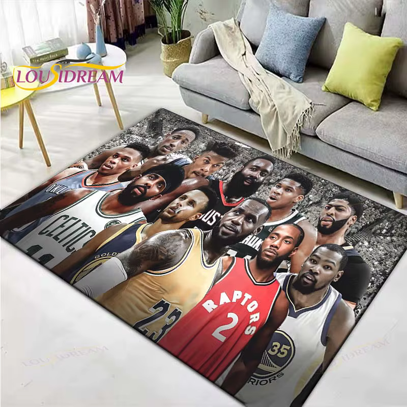 Tapis imprimé étoile de basket-ball l-lebron j-james k-kobe, tapis d'extérieur, antidérapant, décora