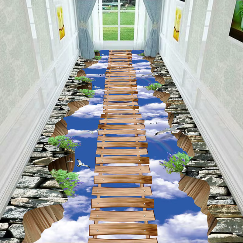 Tapis de sol décoratif stéréoscopique à motif floral, antidérapant et résistant à l'usure, pour salo