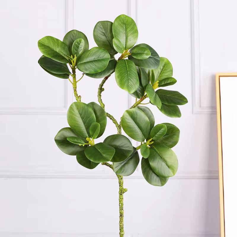 Branches de Plantes Artificielles en Plastique, Fausses Feuilles Vertes pour la Décoration de la Mai