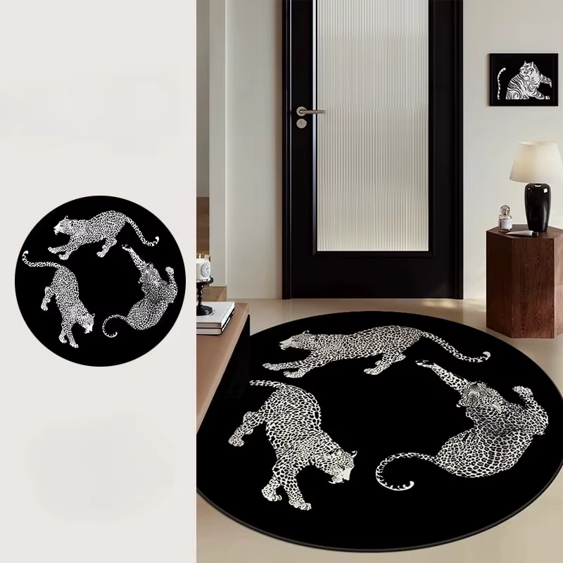 Tapis rond épais en peluche pour décoration de chambre à coucher, Style moderne, tapis de sol de che