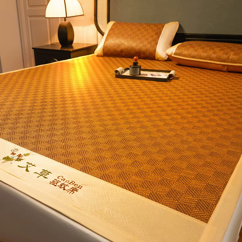 Tapis de couchage en bambou pliable, tapis climatisant en soie tissée, durable, doux, confortable et