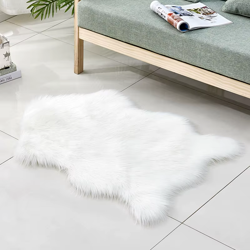 Tapis irrégulier à la mode, tapis poilu, coussin de siège, uni, moelleux, lavable, décoration de mai