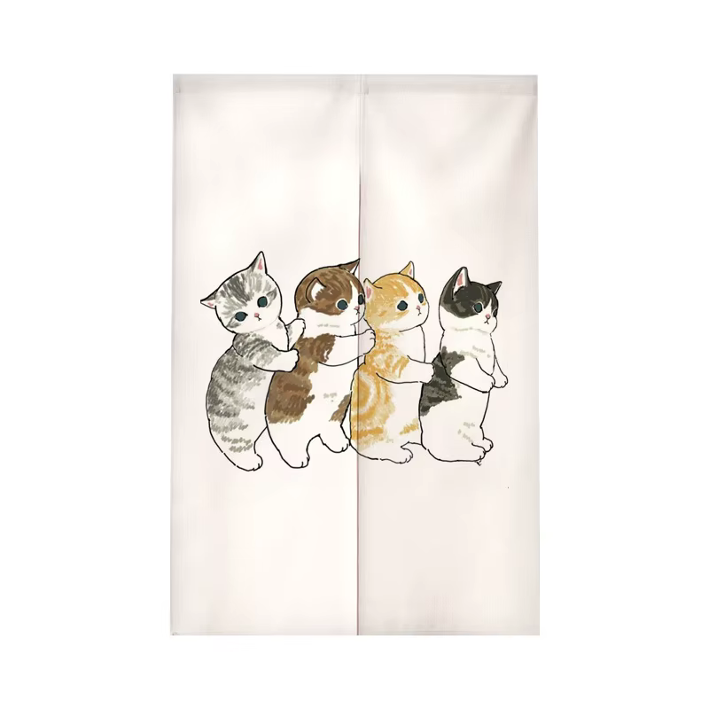 Rideau de porte illustré avec un chat de dessin animé VIKAMA : Décoration minimaliste pour la maison