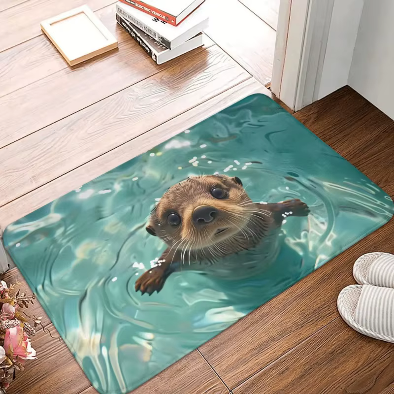 Tapis d'entrée antidérapant à motif animal marin, illusion visuelle 3D Requin, tapis de sol amusant 