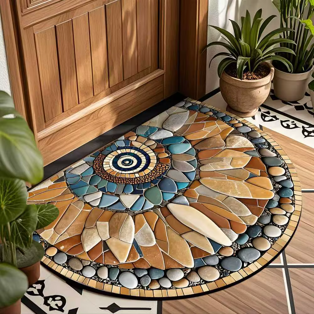 VIKAMA – tapis demi-cercle en pierre Vintage, paillasson confortable pour entrée intérieure/extérieu