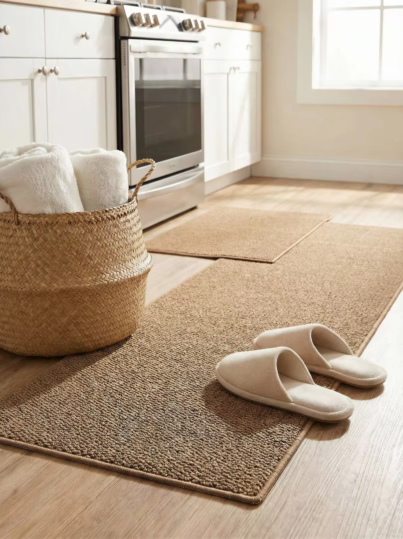 Tapis de cuisine antidérapant lavable en faux sisal, tapis de couloir en faux sisal tissé avec suppo