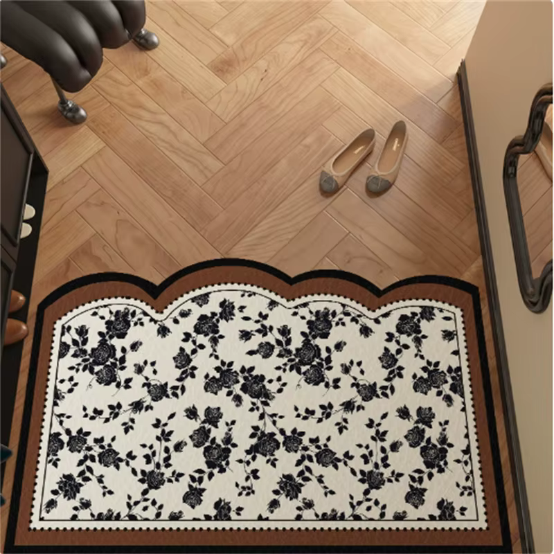 Tapis d'entrée de style français antique 40x60cm en terre de diatomée, anti-salissure, antidérapant,