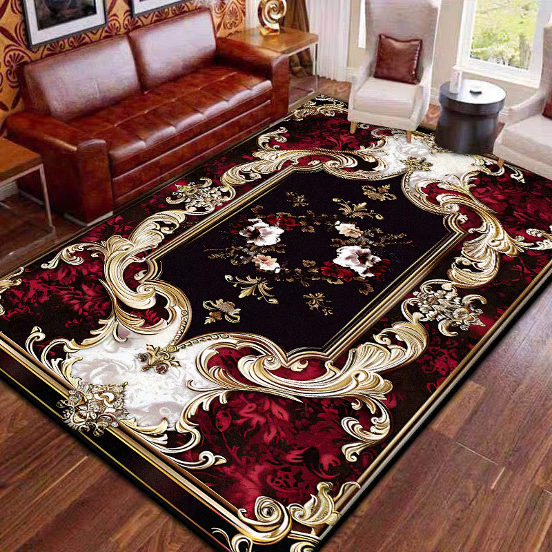 Tapis de grande surface rétro rouge, décoration européenne pour salon, maison, canapé, magnifique ch