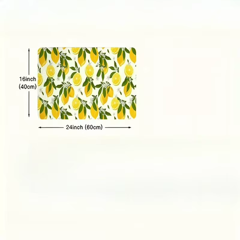 Tapis de cuisine imprimé citron, tapis d'intérieur douillet, lavable, tapis de cuisine, doux et conf
