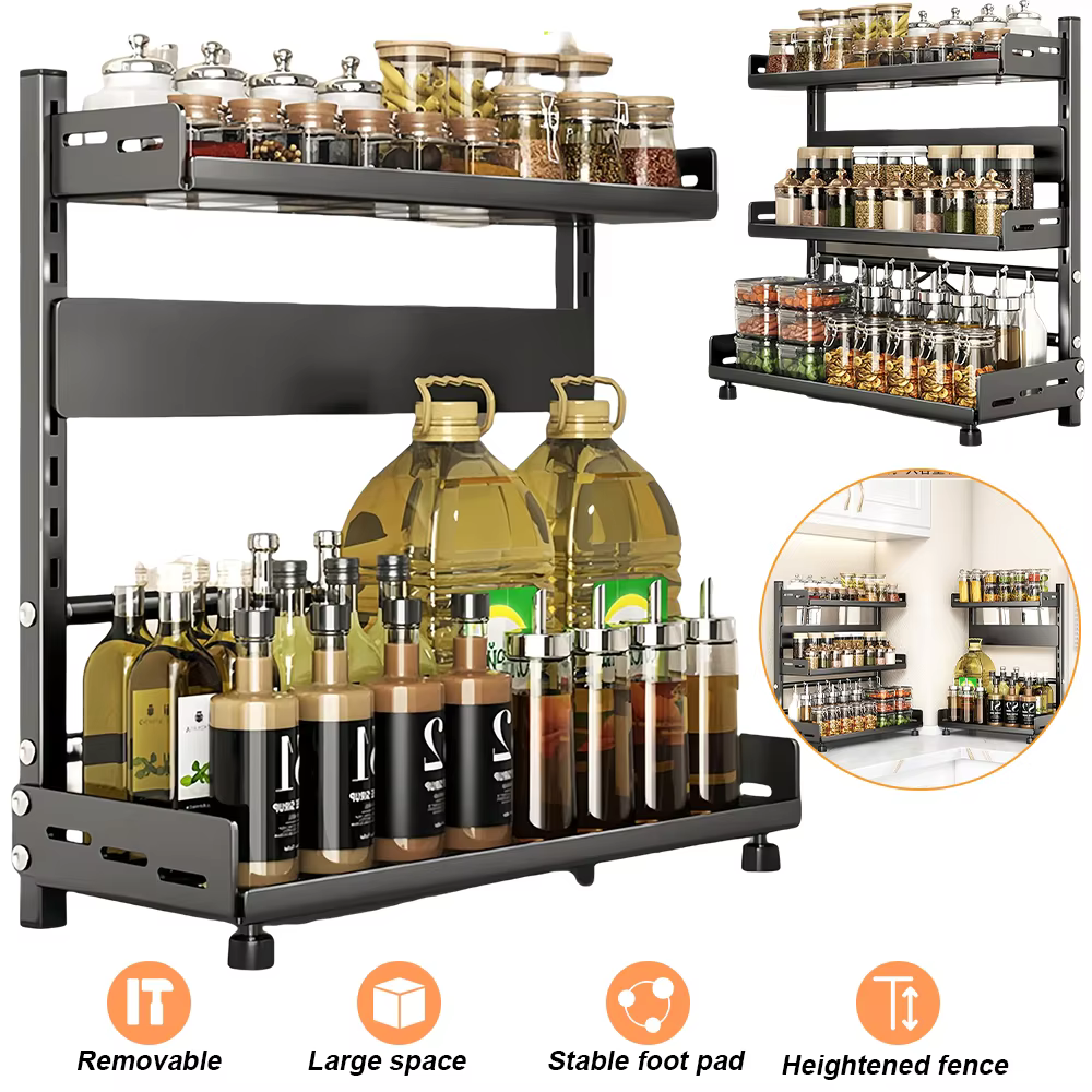 [Stock ue] étagères de cuisine support de rangement de cuisine pot Organization placard assaisonneme