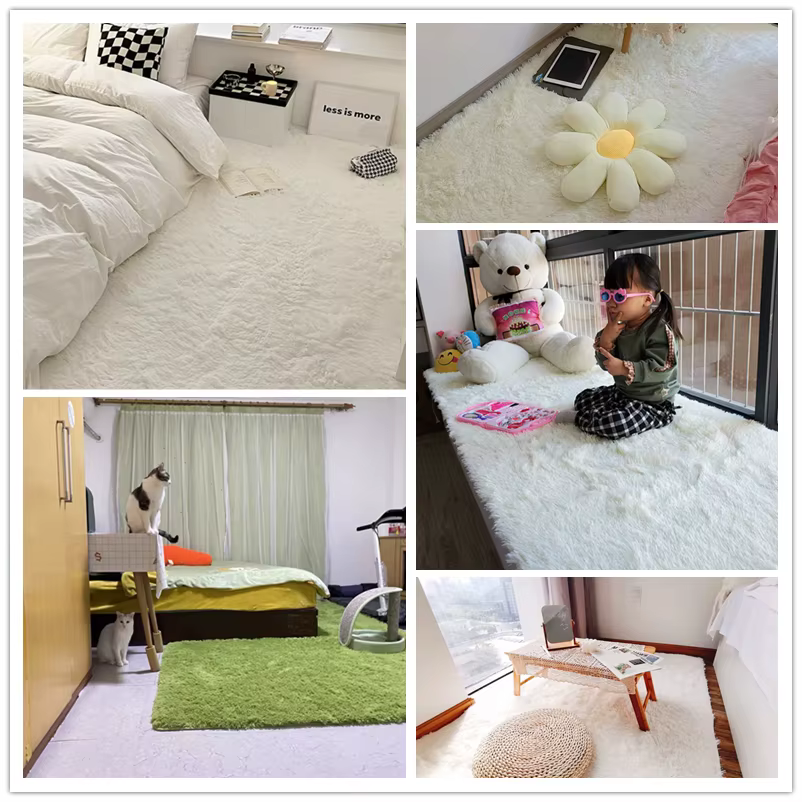 Tapis de hall moelleux blanc, tapis épaissi, antidérapant, salon moderne, chambre à coucher, décorat
