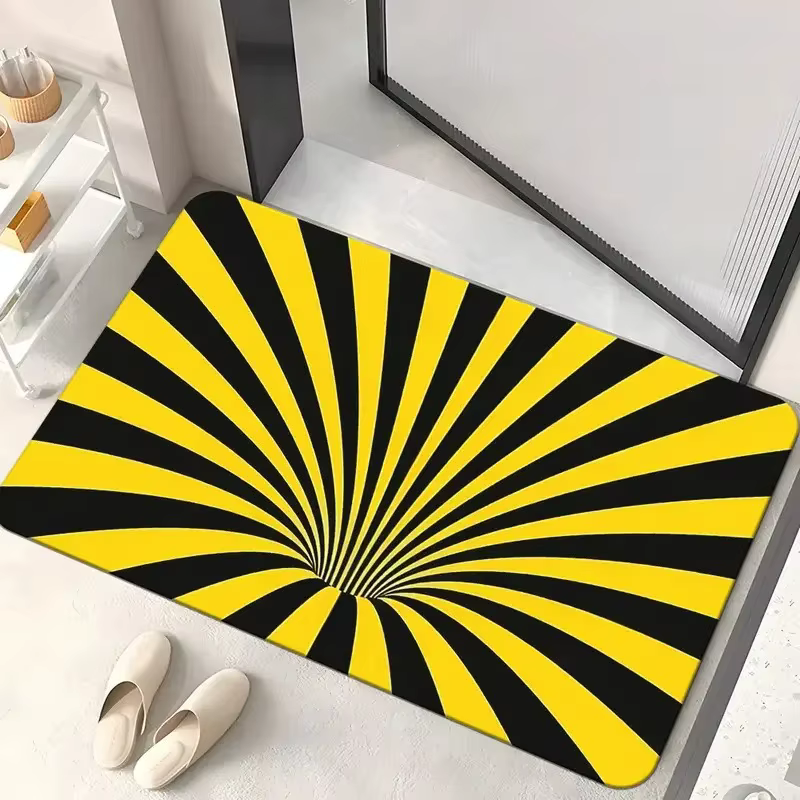 Tapis de porte antidérapant à illusion optique 3D Abysse Sans Fin, lavable en machine, pour salle de