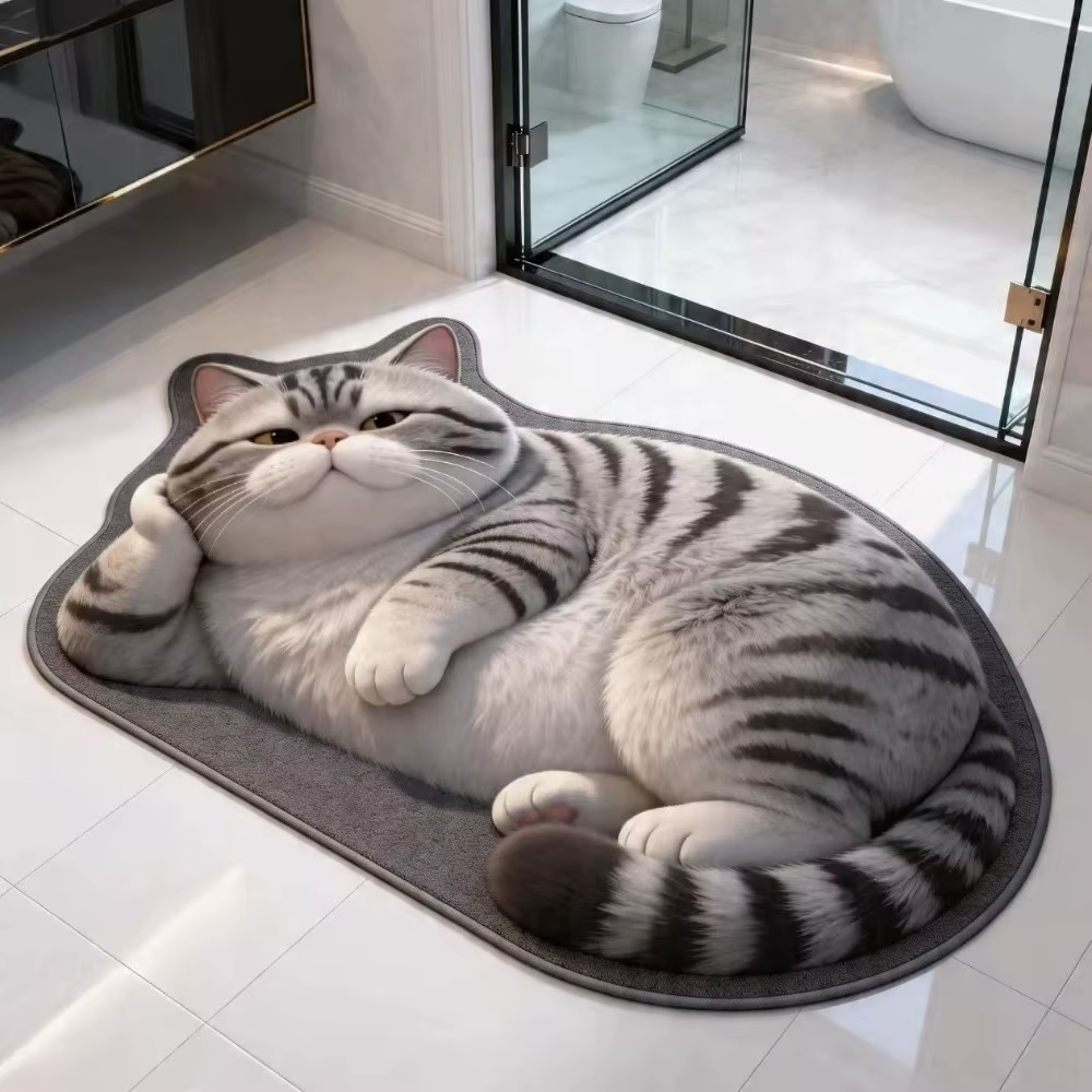 Tapis de sol 3D en terre de diatomée pour chat, réaliste, 40×60CM, tapis de salle de bain lavable, a