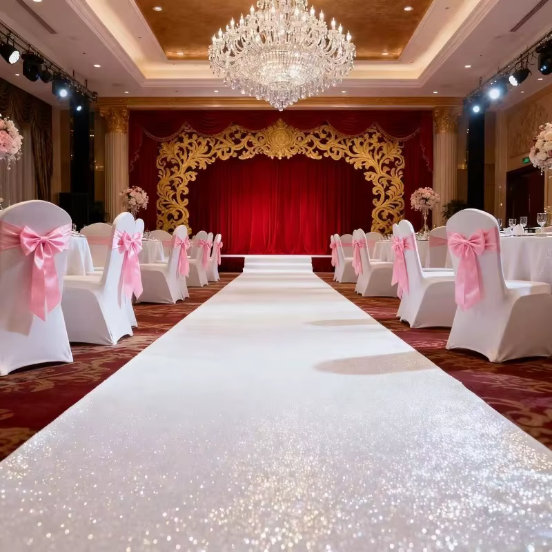 Tapis blanc scintillant romantique pour mariage, noël, Thanksgiving, Halloween, accessoires d'extéri