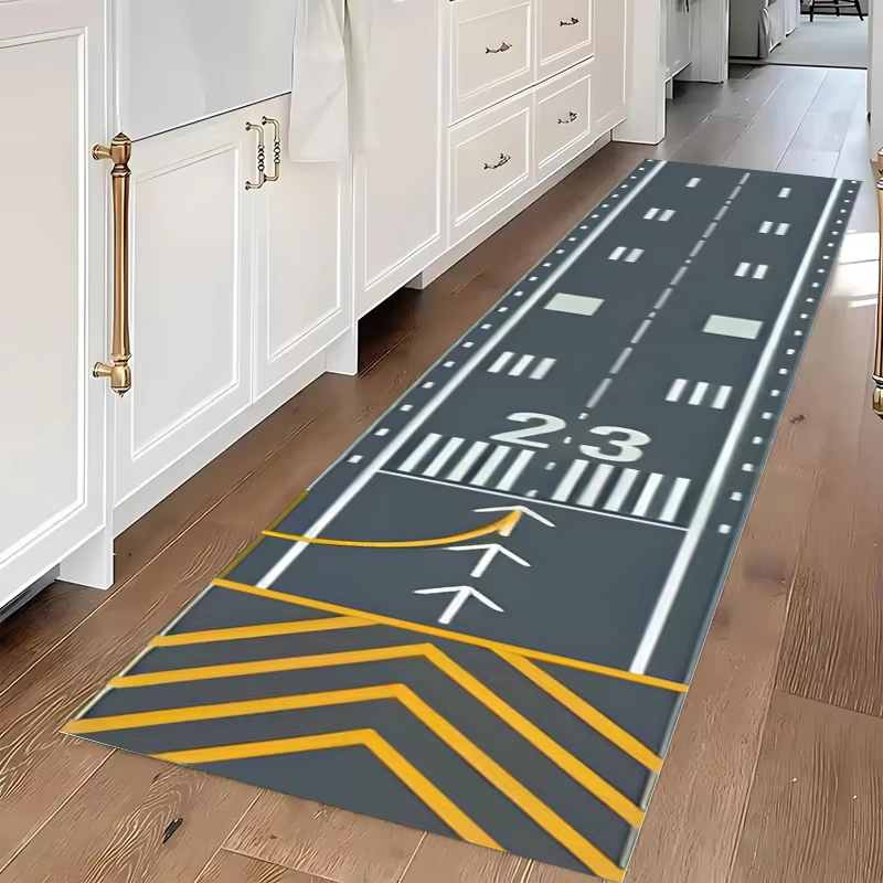 Tapis antidérapant VIKAMA pour couloir, décoration intérieure, style piste d'aéroport