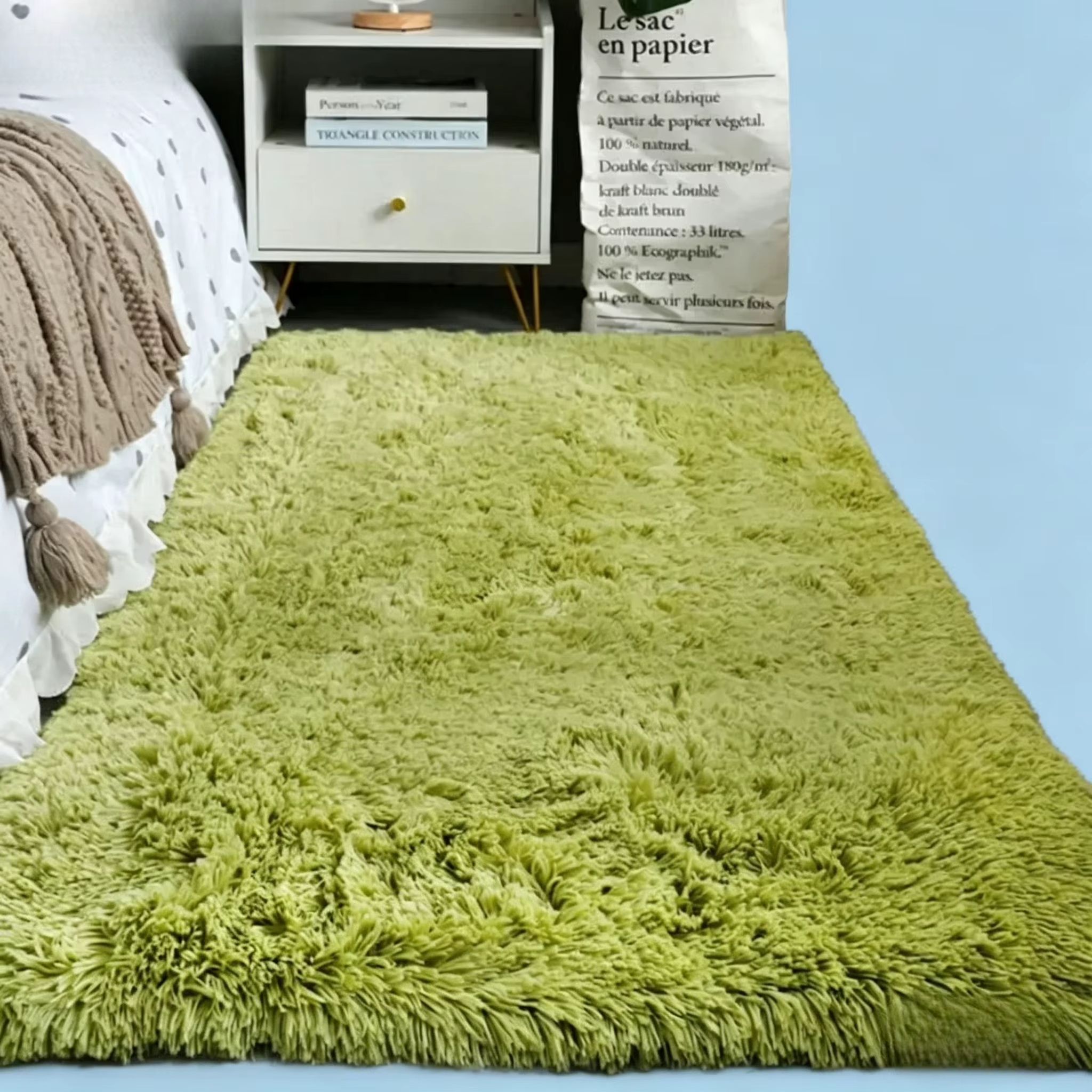VIKAMA – tapis de sol en soie et laine, couleur unie, antidérapant, lavable, doux, décoration de la