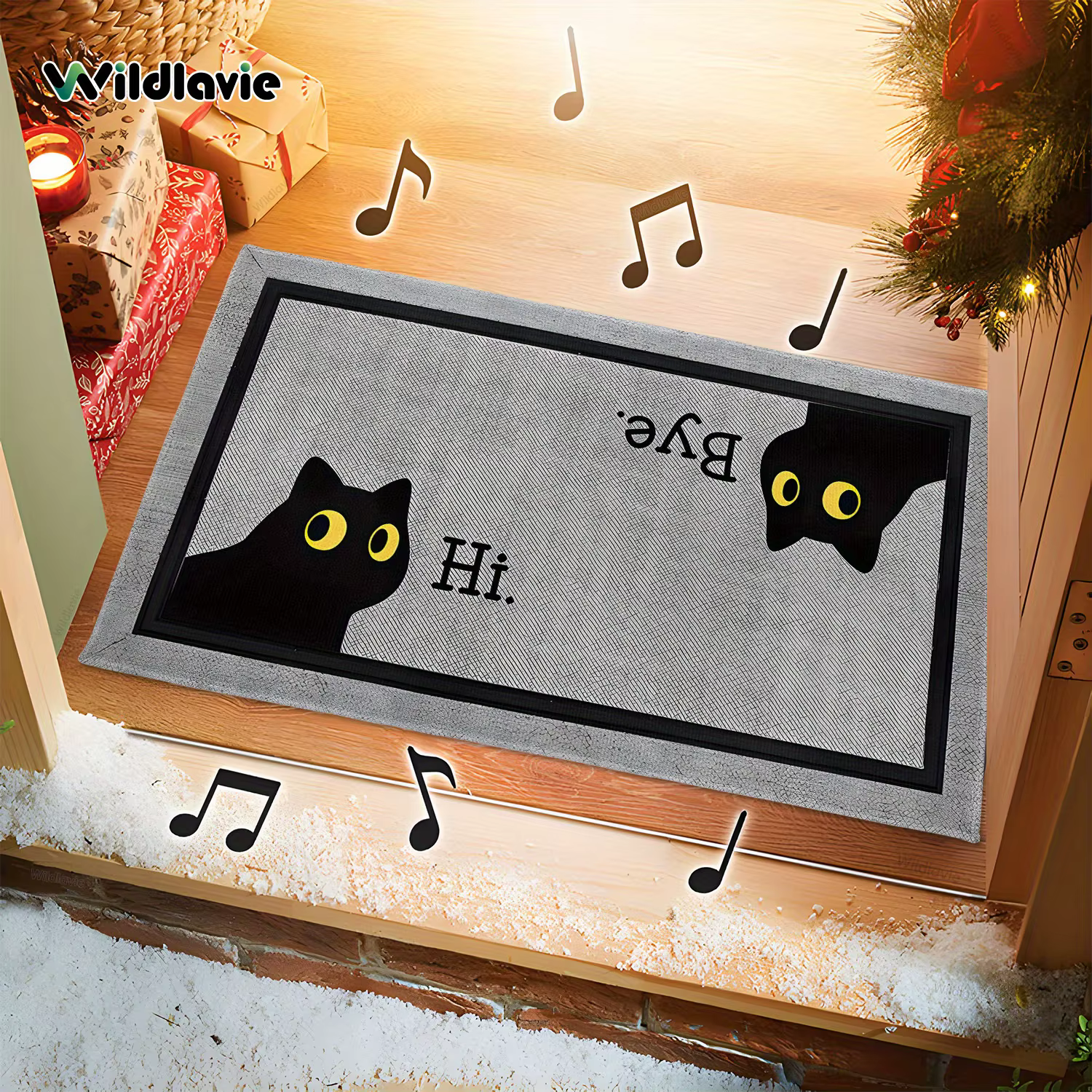 VIKAMA tapis de bienvenue gris tapis extérieur noir chat tapis cristal velours tapis antidérapant ta