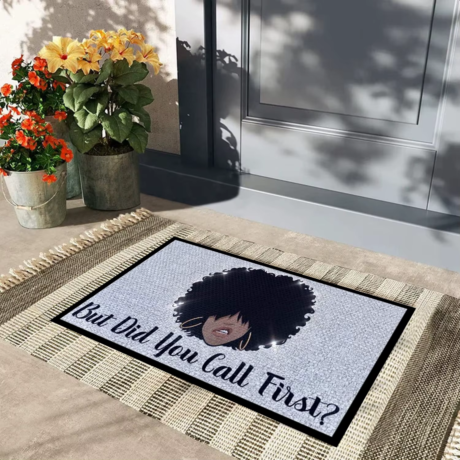 Tapis de porte mais vous l'appelez-vous, premier tapis de sol d'entrée extérieur avec support en cao