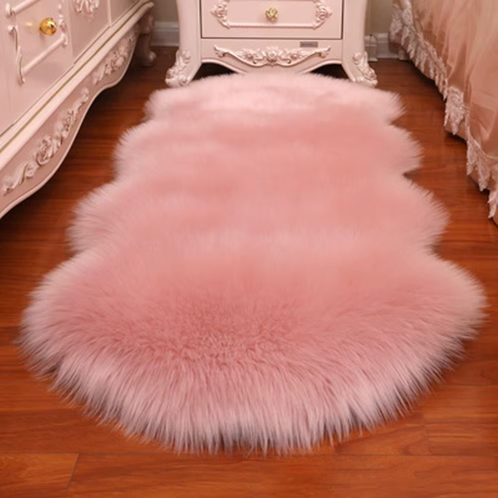 Tapis pelucheux lavable pour chambre à coucher, tapis à poils longs, protection de sol, antidérapant